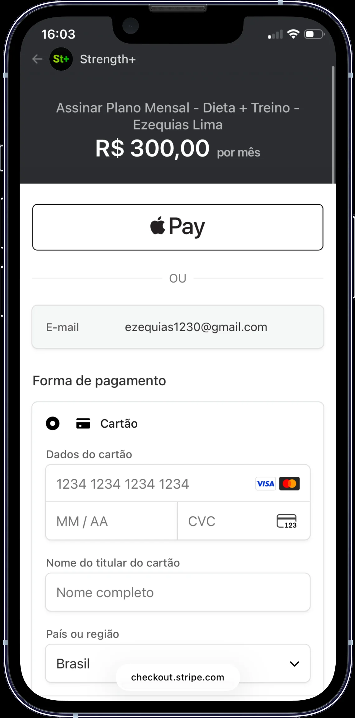 Aluno paga via Stripe
