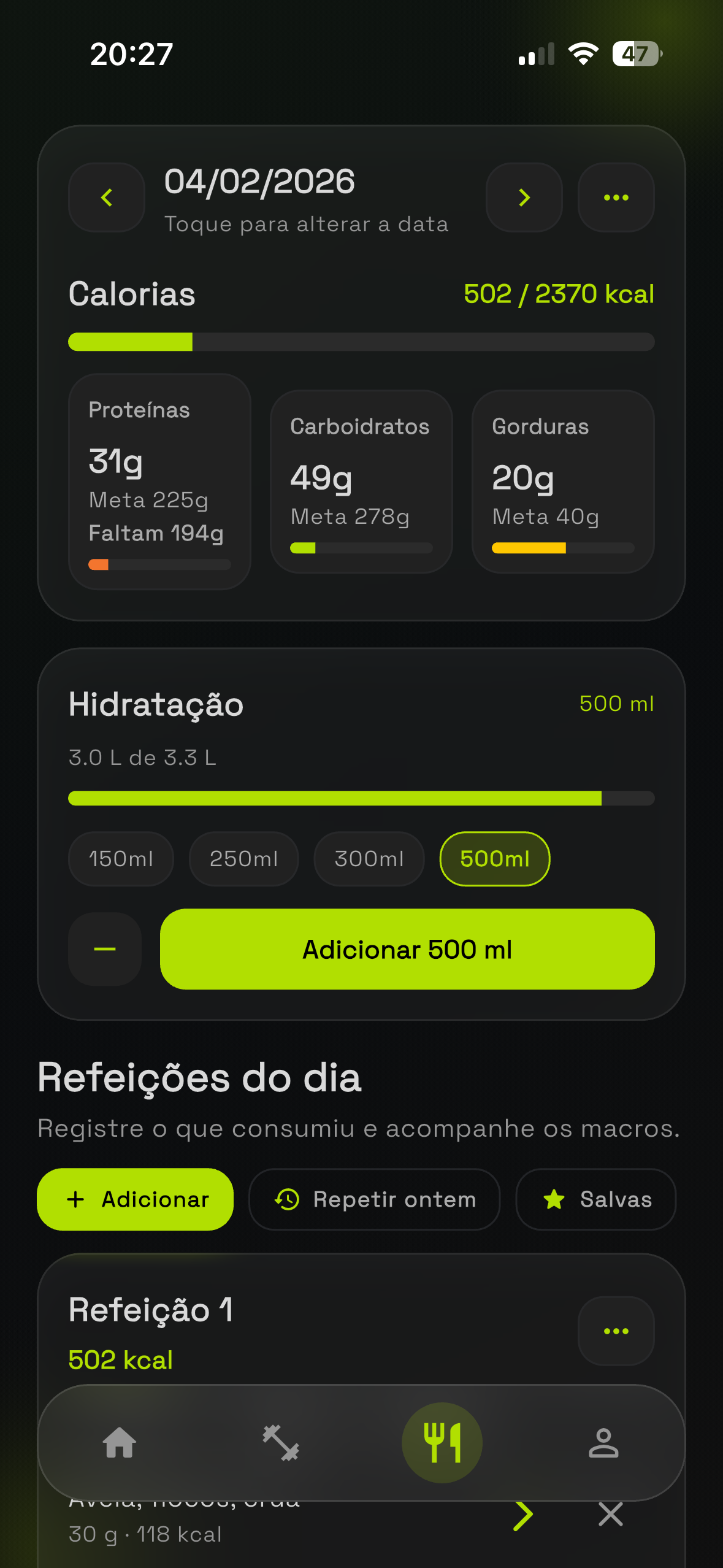 App do aluno em descanso